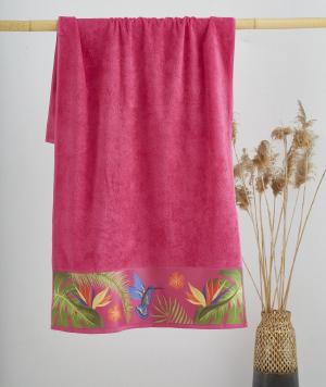 Printed Polyester Border, Colored Terry Beach Towel