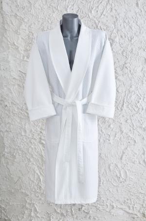 VIP Striped Pique Shawl Collar Bathrobe