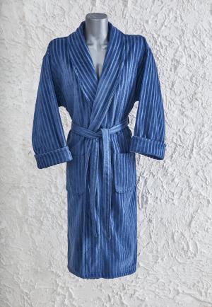 Striped Velour, Shawl Collar Coloured Bathrobe