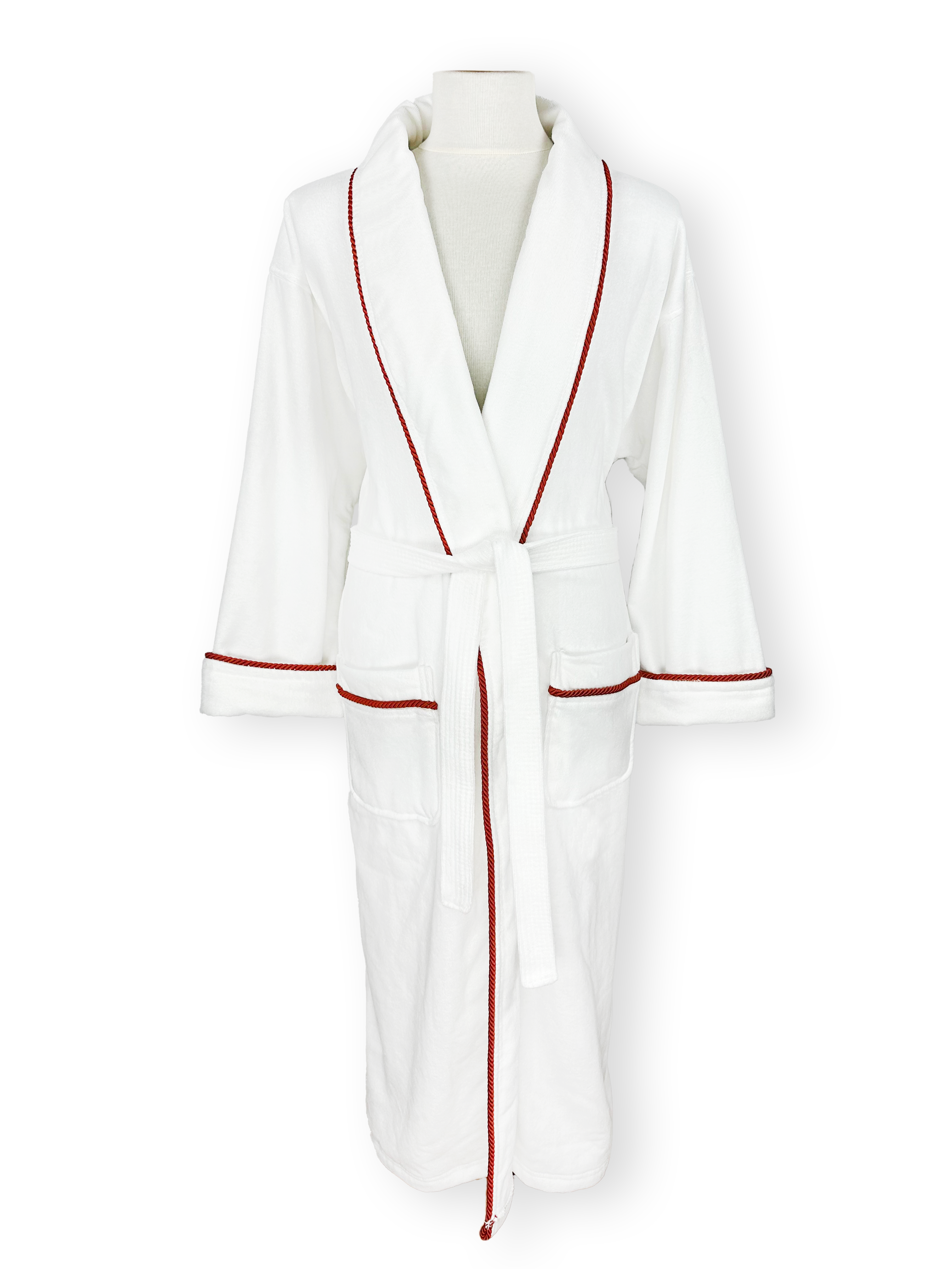 360 GSM 100% Turkish Cotton Velour Bathrobe with Shawl Collar and Cord Piping