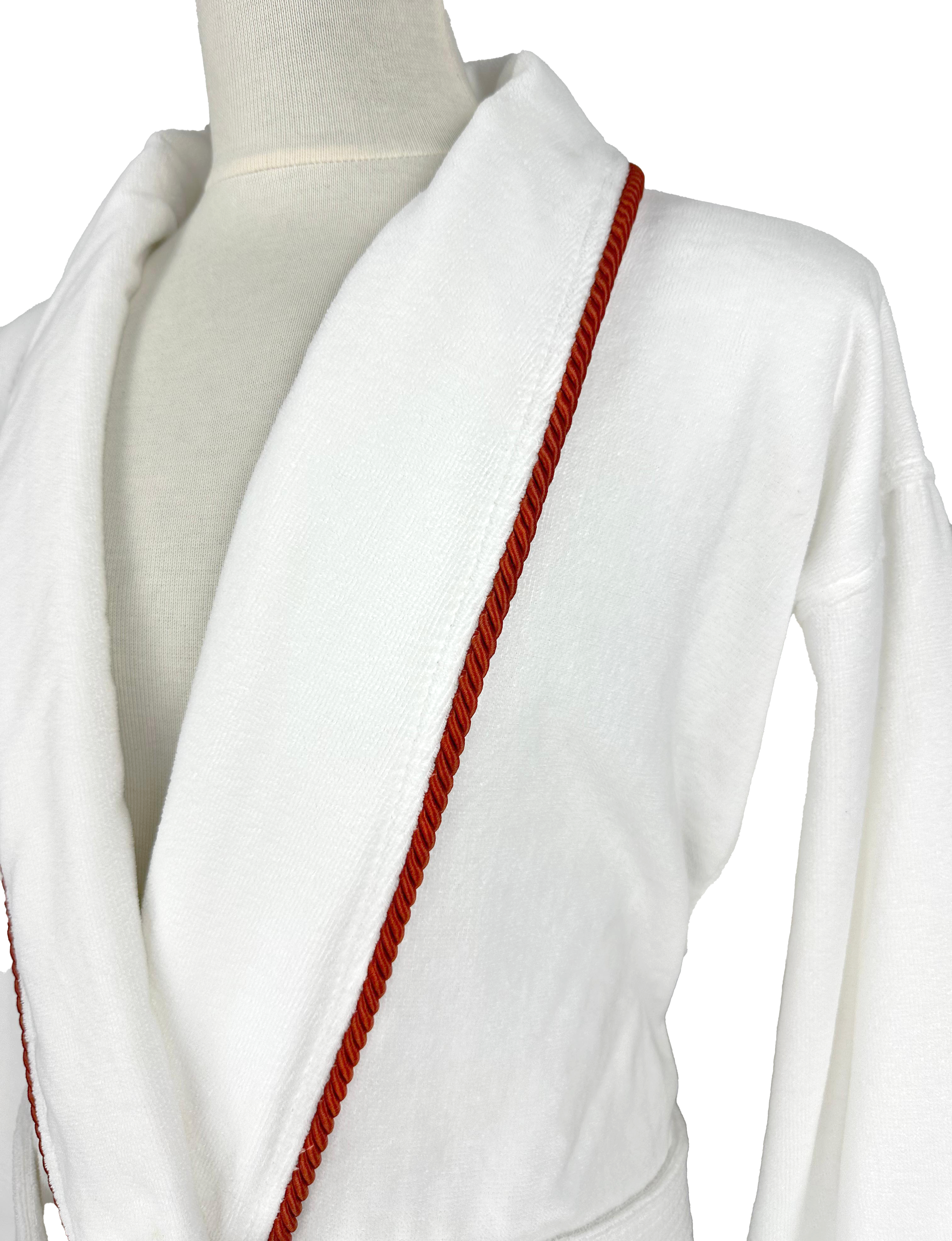 360 GSM 100% Turkish Cotton Velour Bathrobe with Shawl Collar and Cord Piping