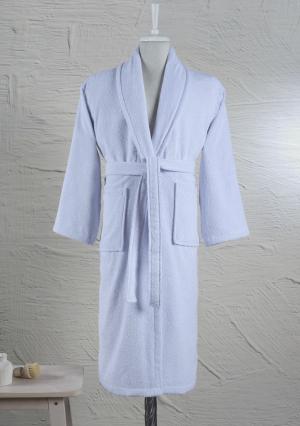 340 GSM Light Blue Color Terry Shawl Collar Bathrobe | 100% Turkish Cotton