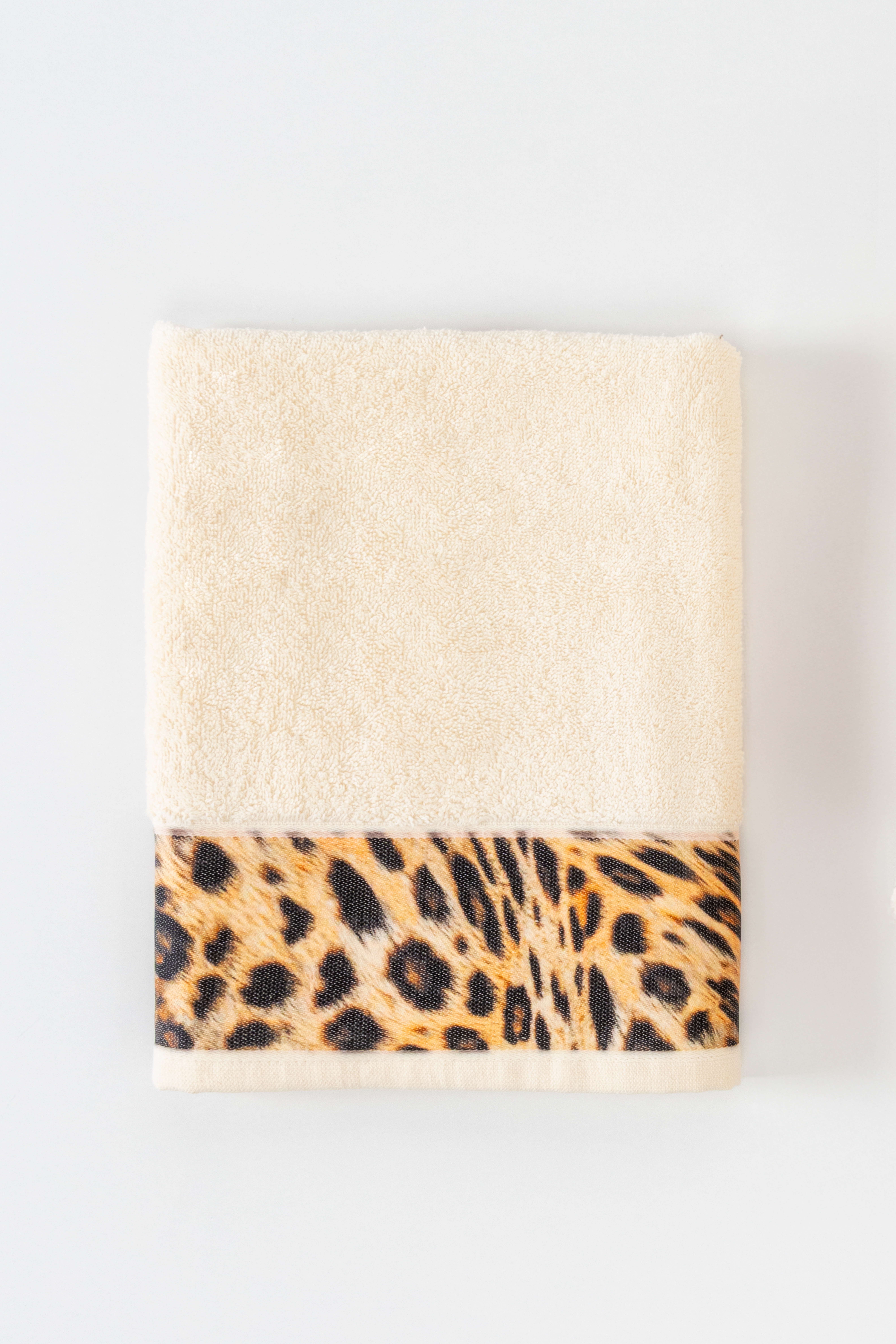 Leopard Shawl Collar Bathrobe Set Cream Color | 100% Turkish Cotton