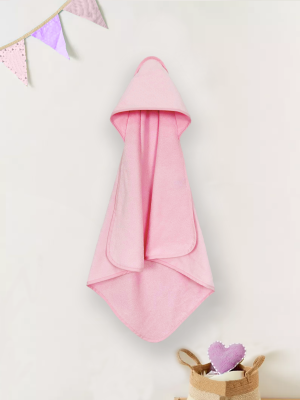 Pink Velour Baby Hooded Towel Wrap Swaddle 350 GSM 100% Turkish Cotton