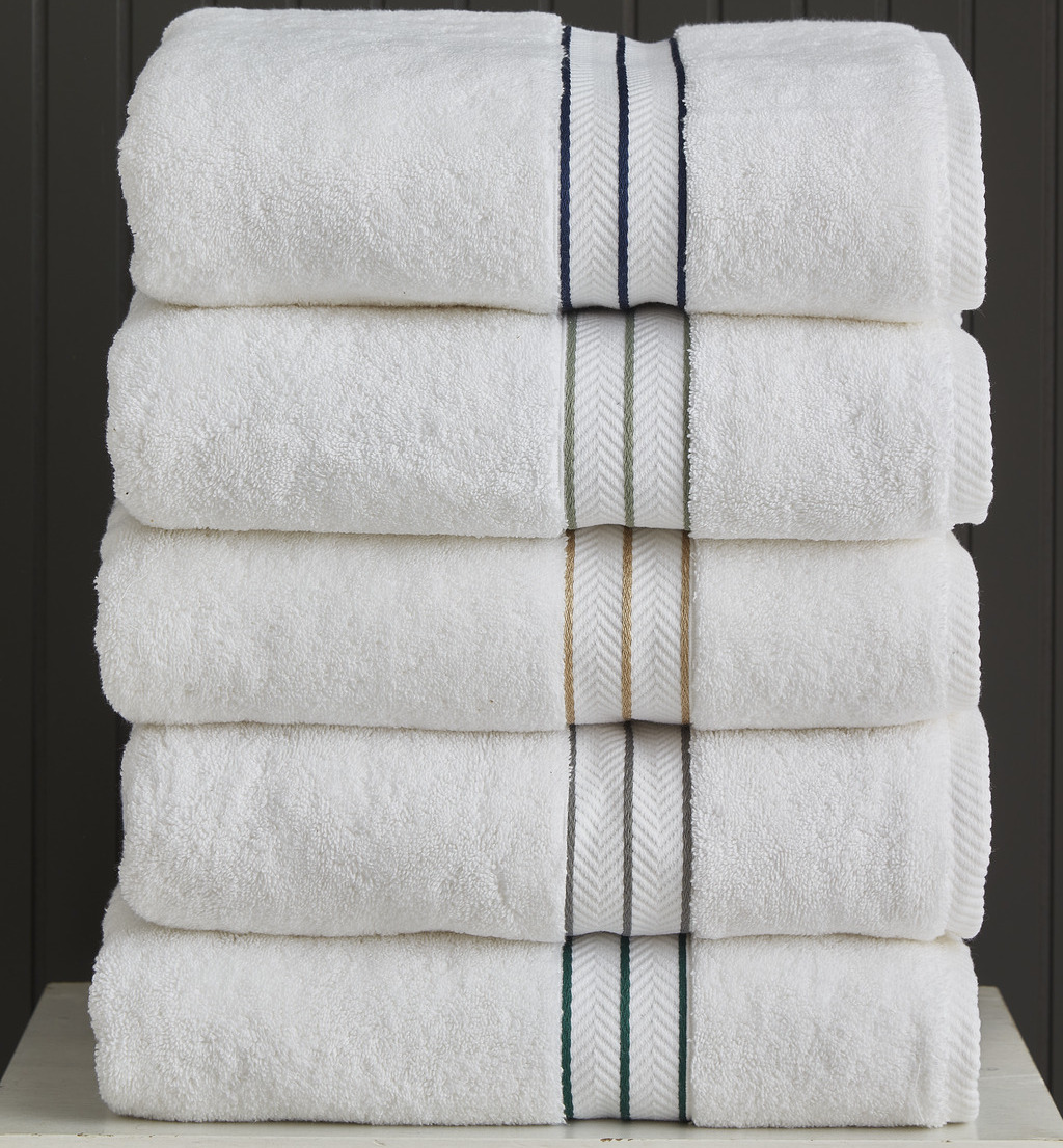 Dobby Weaving, Striped Coloured Border, Terry Bath Towel Set, 700 GSM