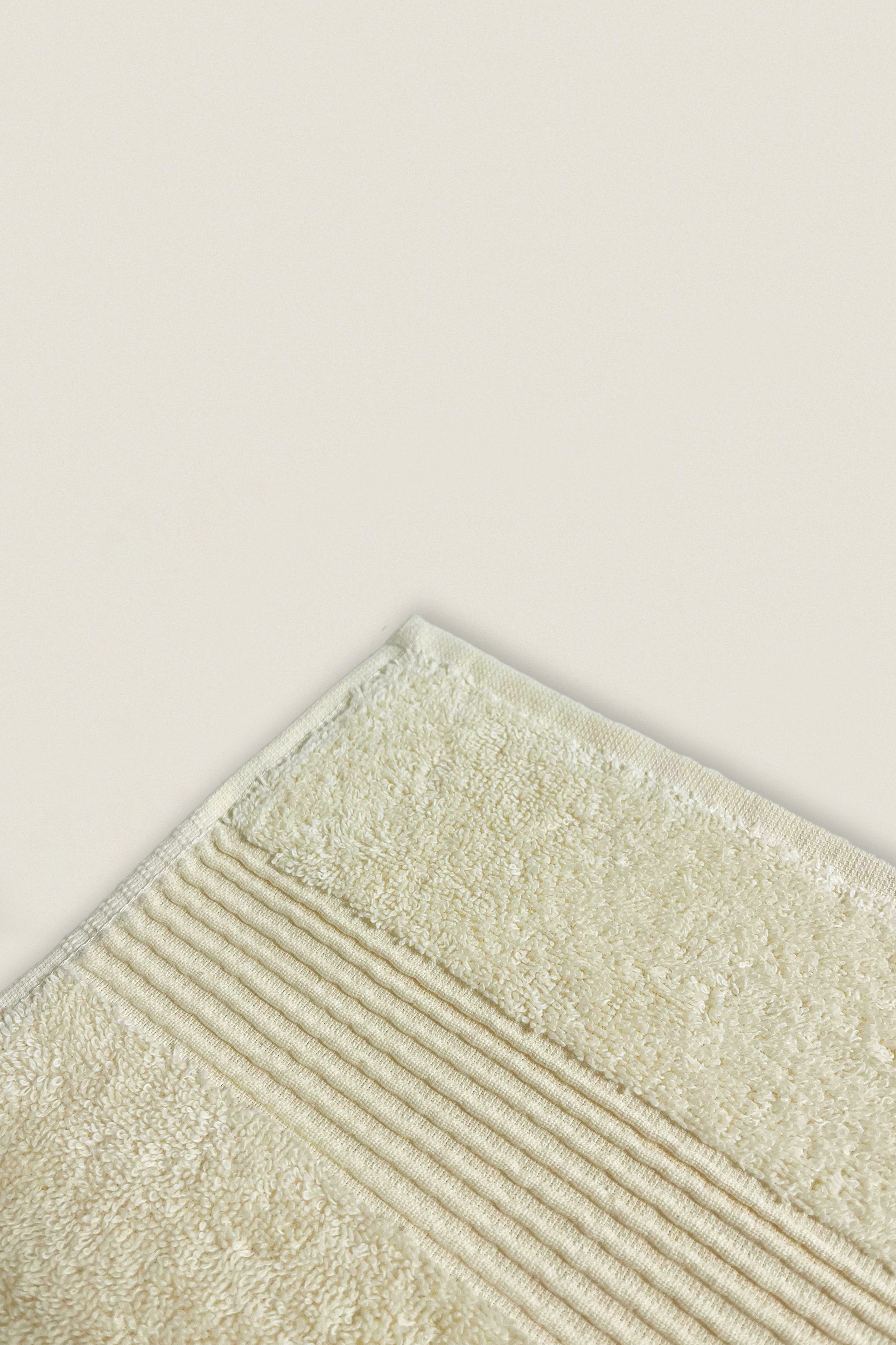 Gray & Cream | 4 Piece Striped Border Terry Bath Set 50x90cm - 70x140cm | 100% Turkish Cotton