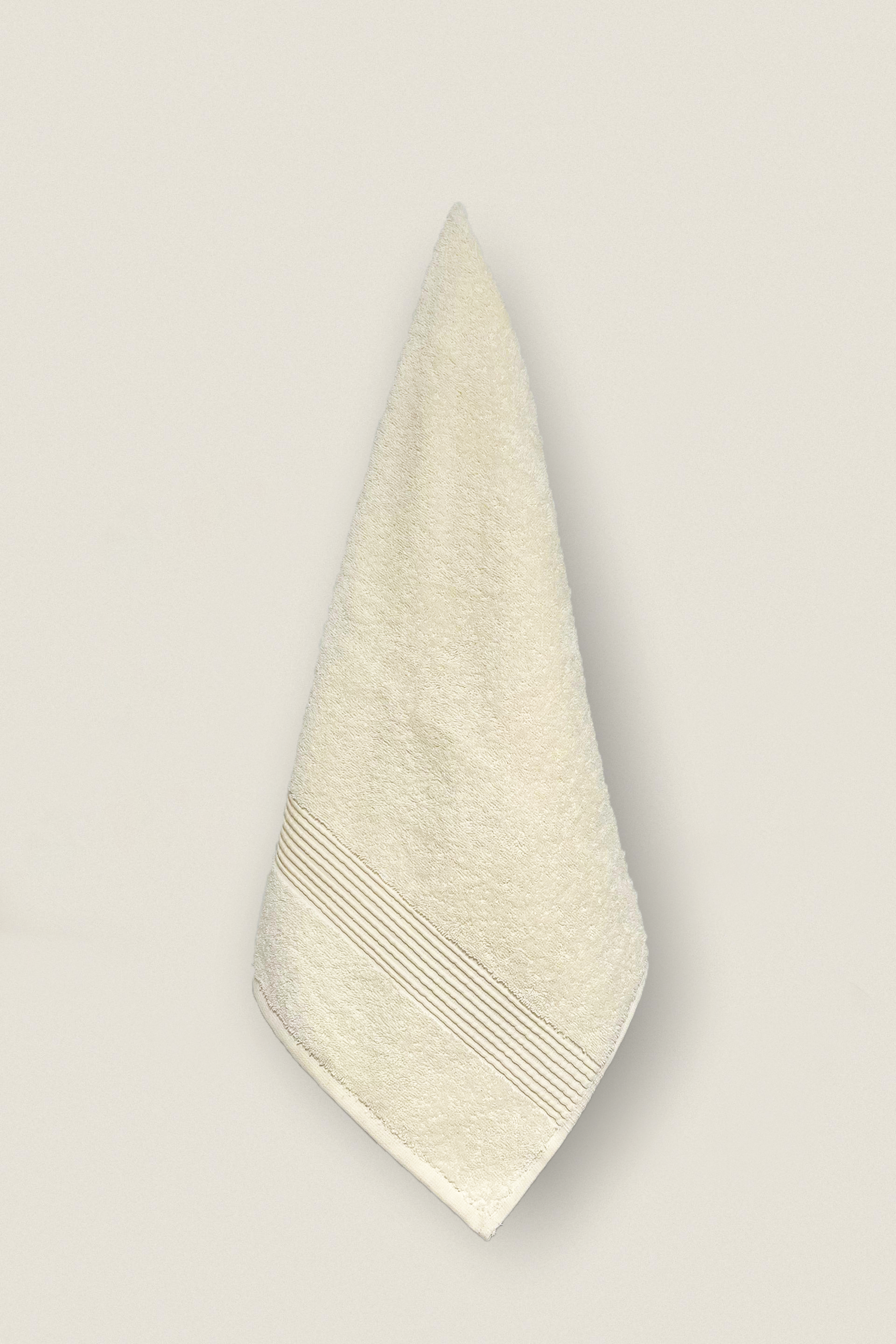 Cream | 2 Piece Striped Border Terry Bath Set 50x90cm - 70x140cm | 100% Turkish Cotton