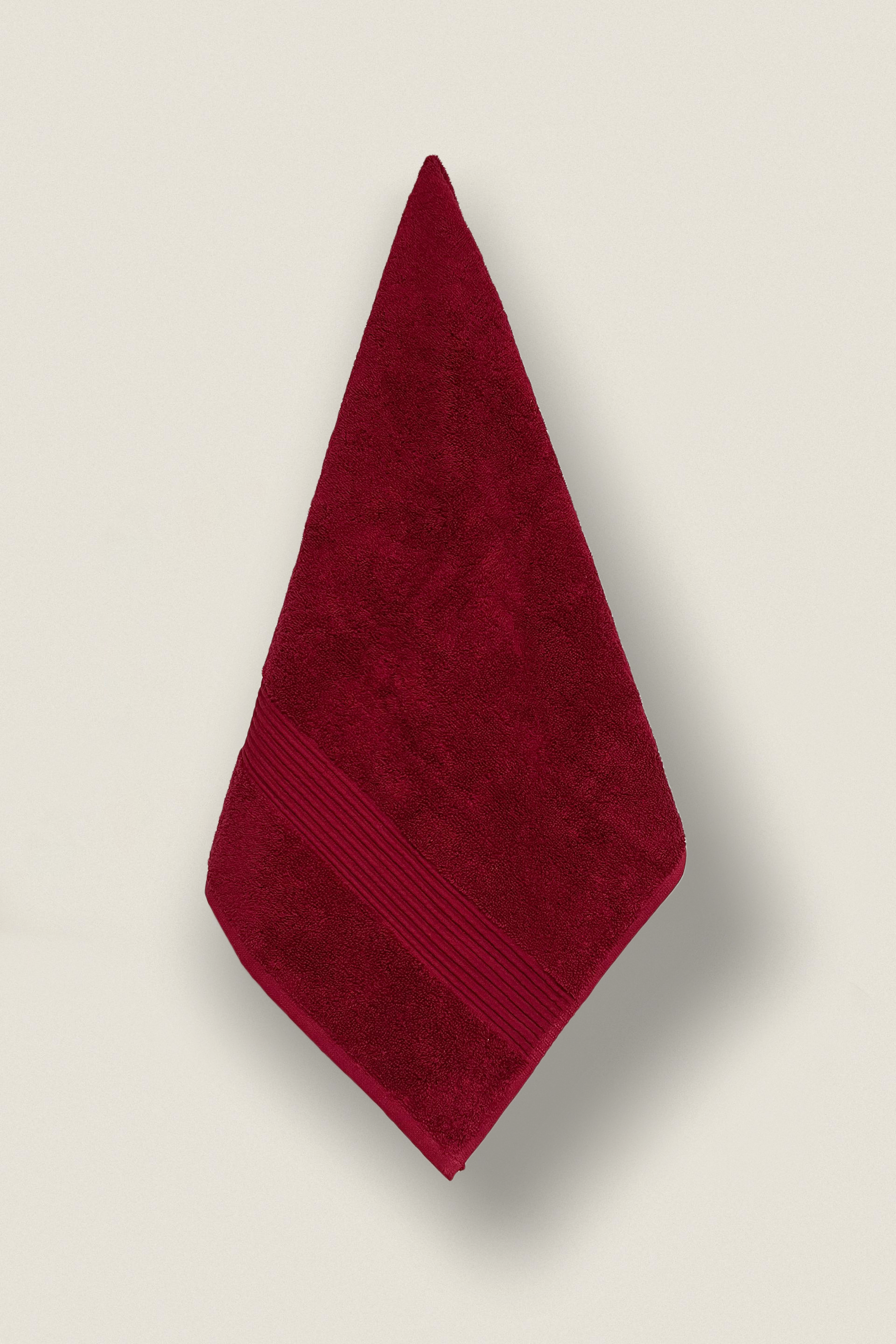 Burgundy | 2 Piece Striped Border Terry Bath Set 50x90cm - 70x140cm | 100% Turkish Cotton