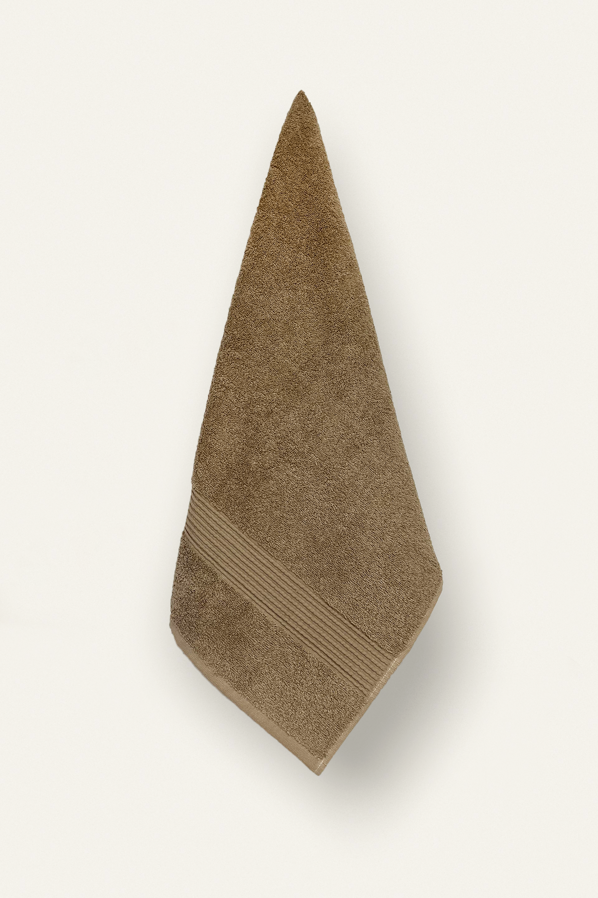 Brown | 2 Piece Striped Border Terry Bath Set 50x90cm - 70x140cm | 100% Turkish Cotton